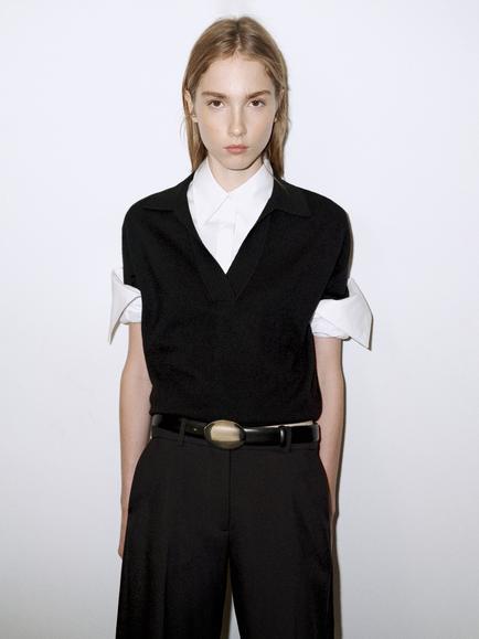 Mango Wool Rich with Cashmere Collared Jumper, Black