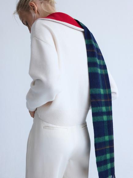 Mango Half Zip Cashmere Blend Jumper, Off White - view 2, Off White