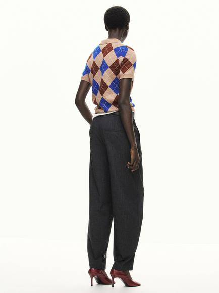 Mango Fine Knit Polo Jumper, Camel - view 2, Camel