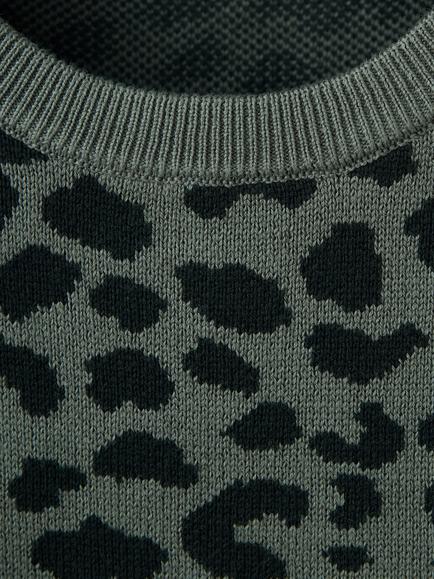 Mango Leopard Jacquard Knit Vest, Anthracite - view 2, Anthracite
