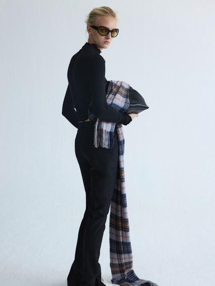 Mango Funnel Neck Long Sleeve Top, Black - view 2, Black
