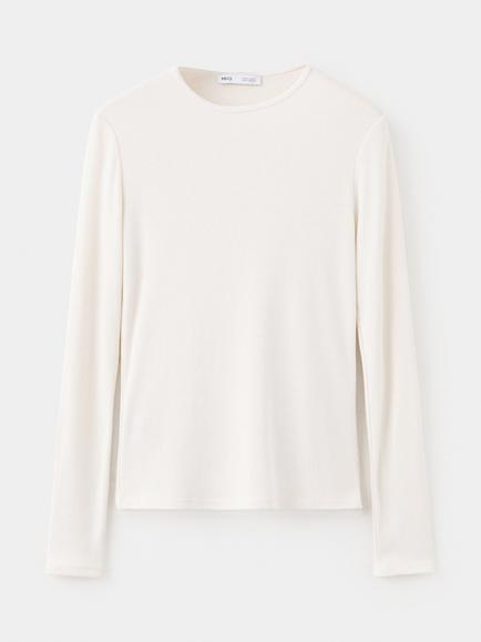 Mango Ribbed Long Sleeve Top, Raw