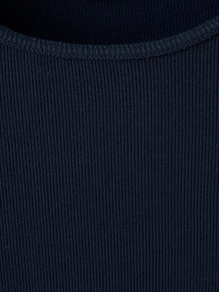 Mango Long-Sleeve Ribbed T-Shirt, Navy - view 2, Navy
