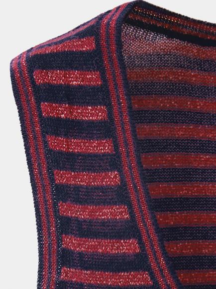 Mango Stripe Knit Vest Top, Navy - view 2, Navy