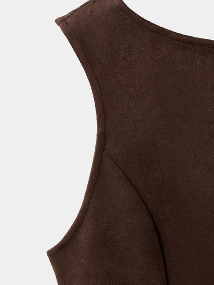Mango Sleeveless Vest Top, Brown - view 2, Brown