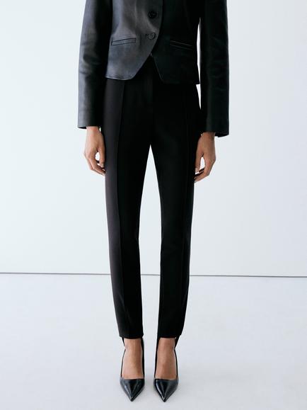 Mango Tailored Slim Leg Trousers, Black, Black