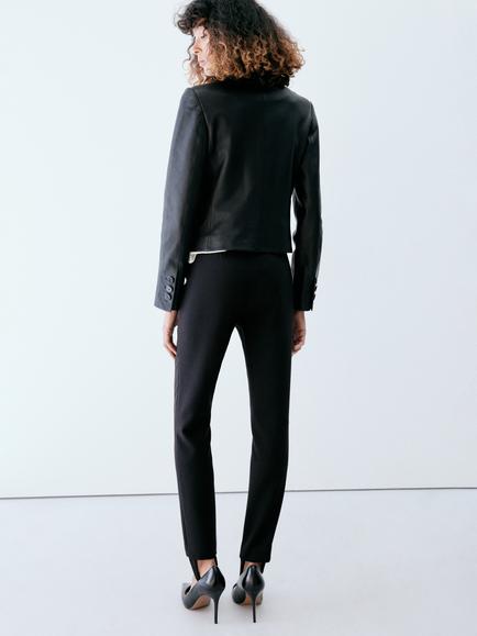 Mango Tailored Slim Leg Trousers, Black - view 2, Black