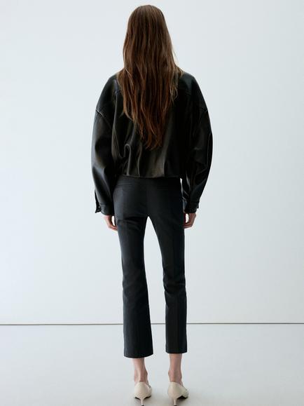 Mango High Rise Crop Ankle Length Trousers, Anthracite - view 2, Anthracite