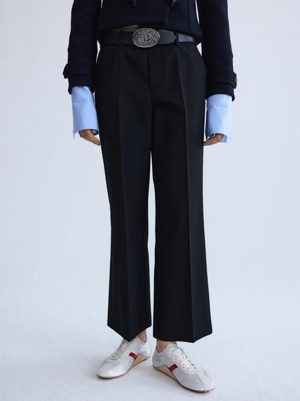Mango Tailored Straight Leg Wool Blend Trousers, Black, Black