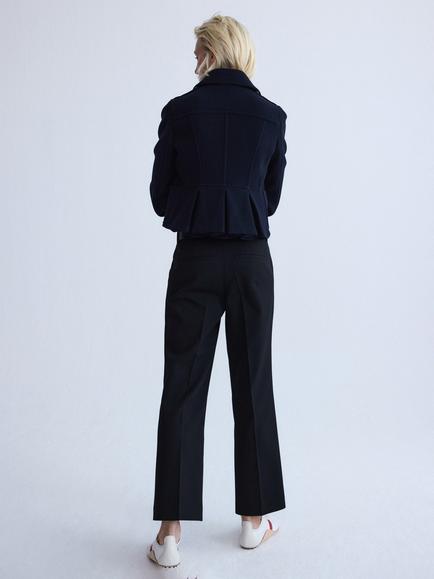 Mango Tailored Straight Leg Wool Blend Trousers, Black - view 2, Black