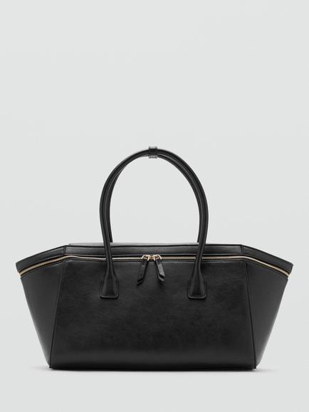 Mango Metropolitan Sculpted Bowler Tote, Black, Black
