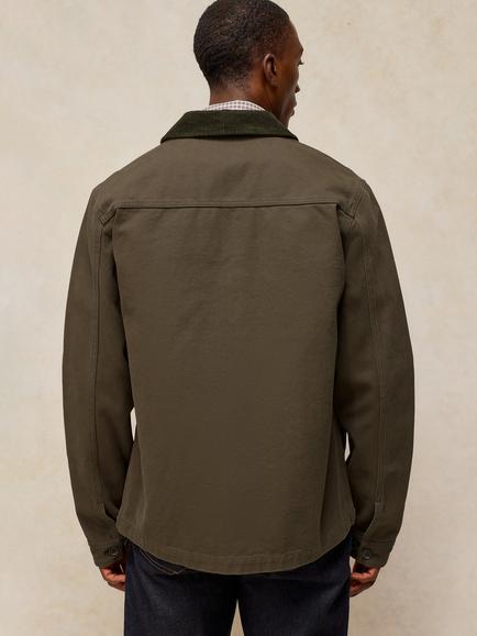 White Stuff Westgate Cord Collar Utility Shacket, Khaki Green - view 2, Khaki Green