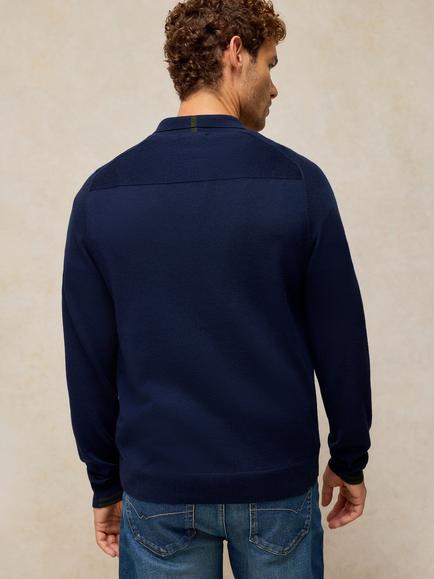 White Stuff Conway Extrafine Merino Wool Regular Fit Polo Shirt, Dark Navy - view 2, Dark Navy