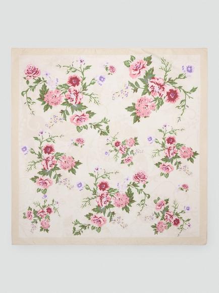 Mango Floral Print Satin Square Scarf, Raw, Raw