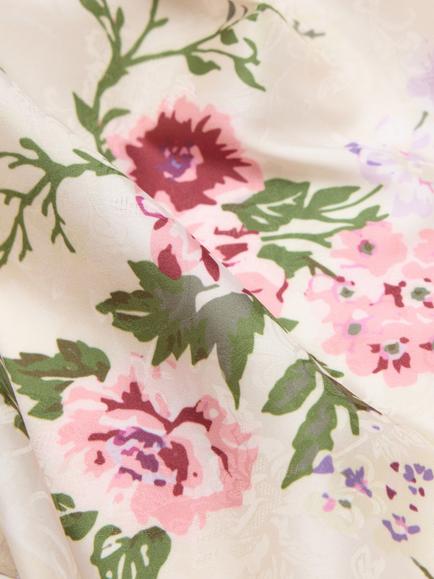 Mango Floral Print Satin Square Scarf, Raw - view 2, Raw