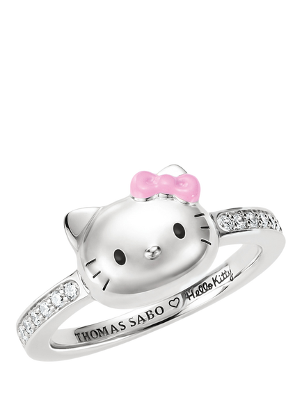 THOMAS SABO x Hello Kitty Classic Bow Ring, Silver/Pink, Silver/Pink