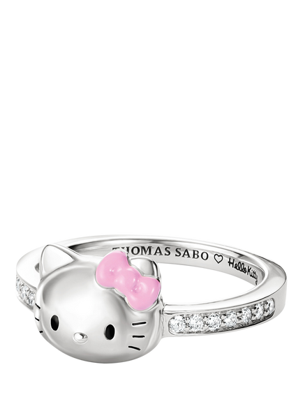 THOMAS SABO x Hello Kitty Classic Bow Ring, Silver/Pink - view 2, Silver/Pink