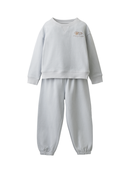 The White Company Baby Cotton Blend Sweatshirt and Joggers Set, Blue, Blue