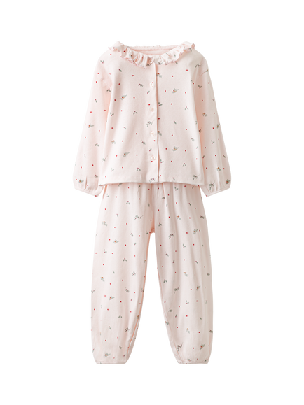 The White Company Baby Holly and Heart Print Pyjama Set, Pink, Pink