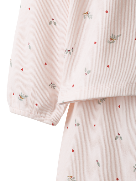 The White Company Baby Holly and Heart Print Pyjama Set, Pink - view 2, Pink