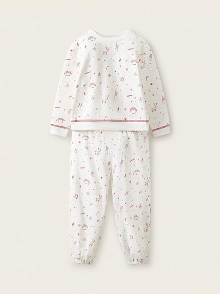 The White Company Baby Christmas Eve Pyjama Set, White/Red