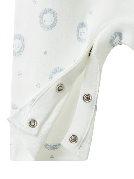 The White Company Baby Cotton Lion Print Sleepsuit - view 2, Blue