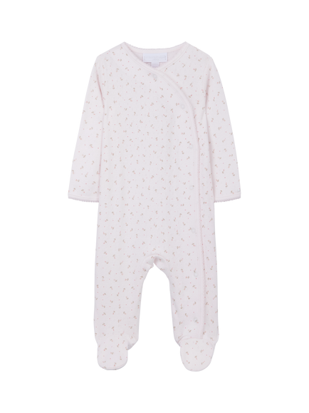 The White Company Baby Megan Cotton Floral Sleepsuit, Pink, Pink