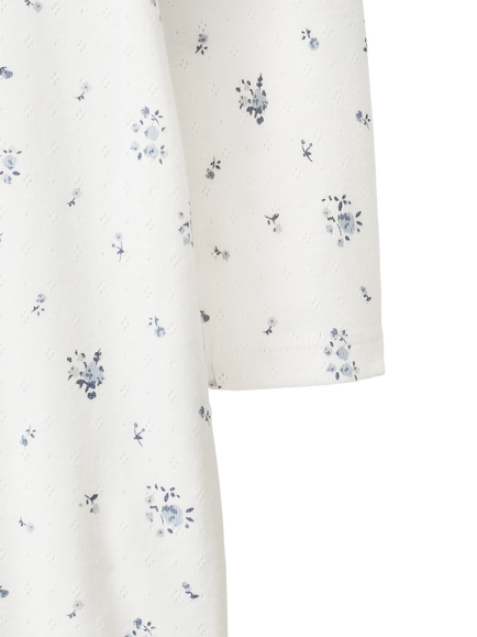 The White Company Baby Minnie Floral Sleepsuit, White/Blue - view 2, White/Blue