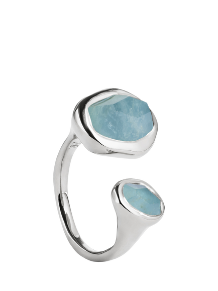 Monica Vinader Odyssey Open Ring, Silver Aquamarine, Silver Aquamarine