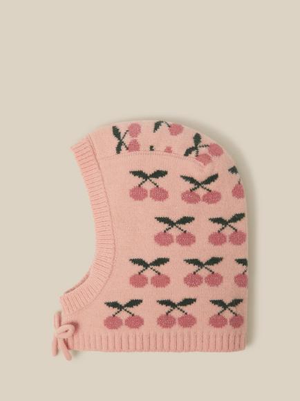 Monsoon Kids' Cherry Knitted Balaclava, Pink, Pink