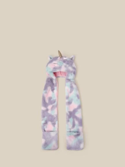 Monsoon Kids' 3-in-1 Fluffy Unicorn Hat Scarf, Pink, Pink
