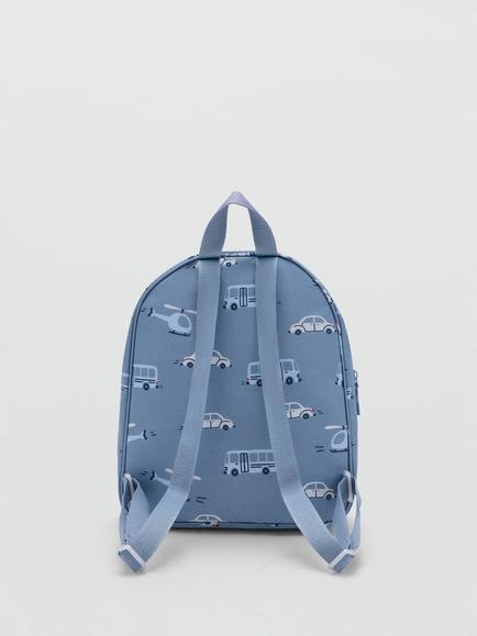 Mango Kids' Car Print Backpack, Blue - view 2, Blue