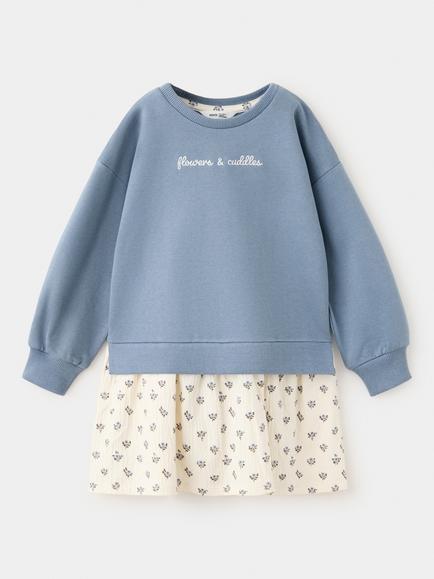 Mango Kids' Crew Neck Sweatshirt Dress, Blue, Blue