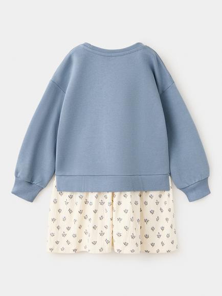 Mango Kids' Crew Neck Sweatshirt Dress, Blue - view 2, Blue