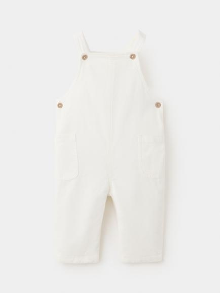 Mango Baby Square Neck Dungarees, Off White, Off White