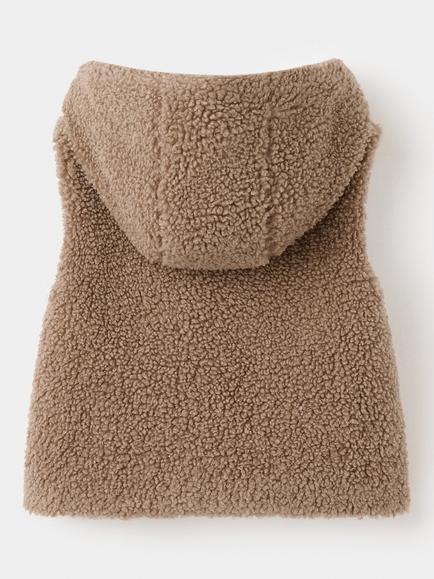 Mango Kids' Chaleco Hooded Sherpa Gilet, Taupe - view 2, Taupe