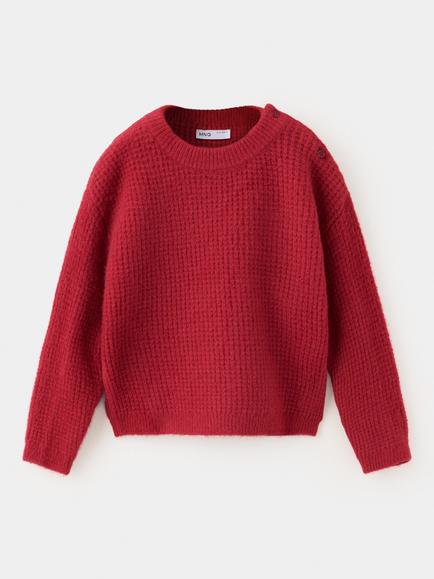 Mango Kids' Heritage Crewneck Knit Sweater, Red, Red