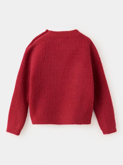 Mango Kids' Heritage Crewneck Knit Sweater, Red - view 2, Red