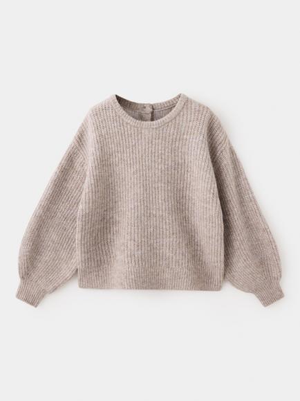 Mango Kids' Oversized Balloon Sleeve Ribbed Sweater, Taupe