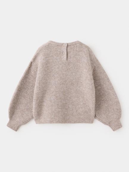 Mango Kids' Oversized Balloon Sleeve Ribbed Sweater - view 2, Taupe