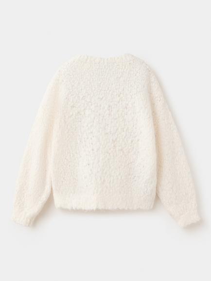 Mango Baby Floral Knitted Jumper, Raw - view 2, Raw