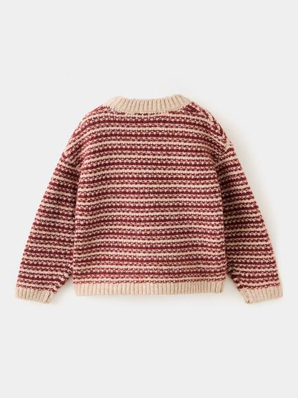 Mango Baby Stripe Jersey Long Sleeve Top, Bordeaux - view 2, Bordeaux