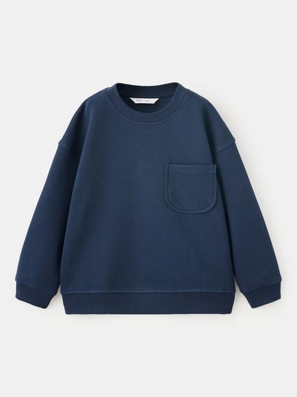 Mango Kids' Oversized Pocket Sweatshirt, Navy - view 2, Navy