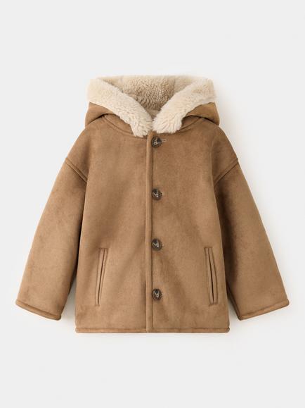 Mango Kids' Abrigo Hooded Car Coat, Camel, Camel