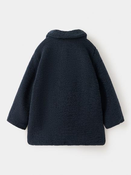 Mango Kids' Abrigo Luna Teddy Coat, Navy - view 2, Navy