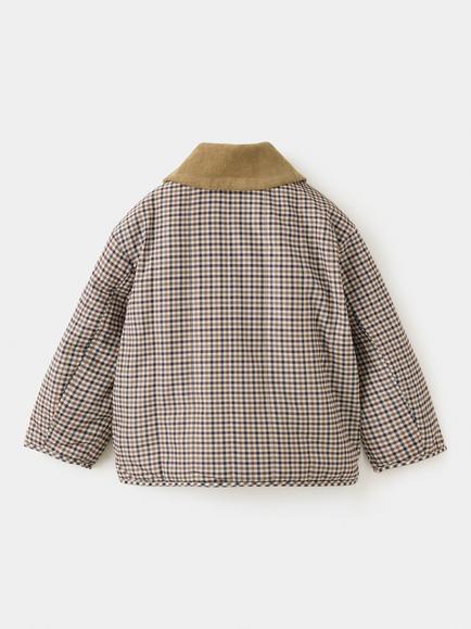 Mango Kids' Padded Check Jacket, Brown - view 2, Brown