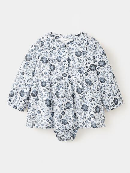 Mango Baby Floral Dress & Bloomers Set, Off White, Off White