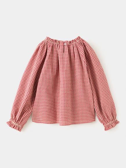 Mango Kids' Vichy Long Sleeve Gingham Blouse, Red - view 2, Red