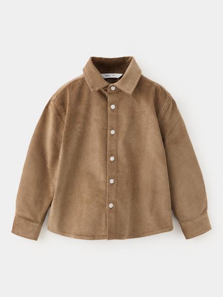 Mango Kids' Camisa Long Sleeve Corduroy Shirt, Tobacco, Tobacco