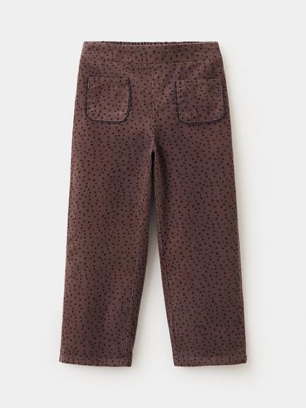 Mango Kids' Polka Dot Patch Pocket Tapered Trousers, Brown - view 2, Brown